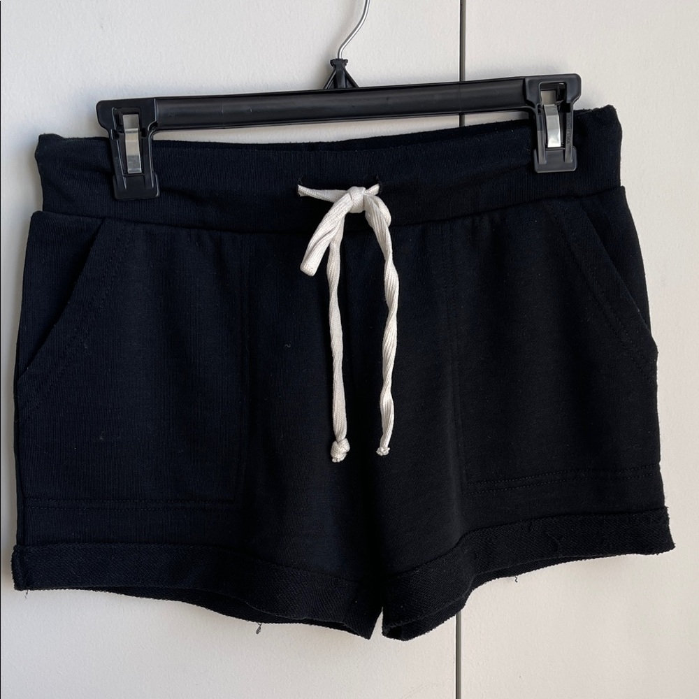 Alternative Black Athletic Shorts with White Drawstring